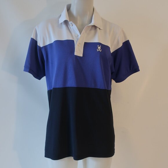 Mens Psycho Bunny Black Purple Pique Short Sleeve Sport Polo Shirt 5 US/M - Picture 1 of 7